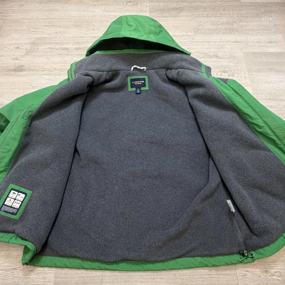 Lands' End Squall Waterproof Fleece Lined Hooded Parka Coat Green Womens L 14-16 - Picture 6 of 16